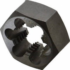Interstate - M33x3.50 Metric Coarse Thread, 2-3/16" Hex, Right Hand Thread, Hex Rethreading Die - Carbon Steel, 1" Thick - Exact Tool & Supply