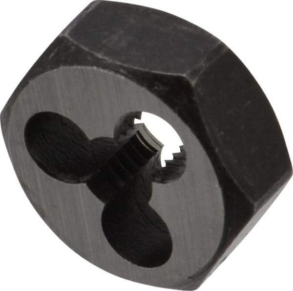 Interstate - #10-32 UNF Thread, 19/32" Hex, Right Hand Thread, Hex Rethreading Die - Carbon Steel, 1/4" Thick - Exact Tool & Supply