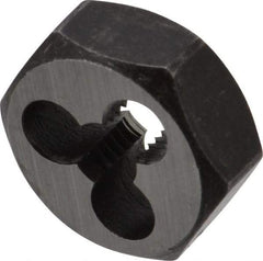 Interstate - #10-32 UNF Thread, 19/32" Hex, Right Hand Thread, Hex Rethreading Die - Carbon Steel, 1/4" Thick - Exact Tool & Supply