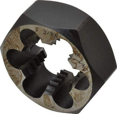 Interstate - 1-3/8 - 6 UNC Thread, 2-3/8" Hex, Right Hand Thread, Hex Rethreading Die - Carbon Steel, 1" Thick - Exact Tool & Supply