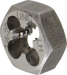 Interstate - 1/4-20 UNC Thread, 19/32" Hex, Left Hand Thread, Hex Rethreading Die - Carbon Steel, 1/4" Thick - Exact Tool & Supply