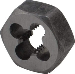 Interstate - 1/4-28 UNF Thread, 19/32" Hex, Left Hand Thread, Hex Rethreading Die - Carbon Steel, 1/4" Thick - Exact Tool & Supply