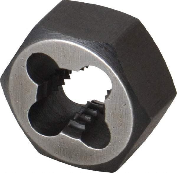 Interstate - 7/16-14 UNC Thread, 7/8" Hex, Left Hand Thread, Hex Rethreading Die - Carbon Steel, 7/16" Thick - Exact Tool & Supply