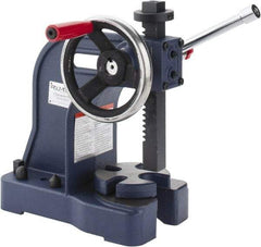Palmgren - 1" Ram, 4" Throat Depth, 1 Ton Manual Arbor Press - 5-1/2" Max Work Height x 8" Max Work Width, Single Leverage, 5" Base Width x 10-1/2" Base Depth - Exact Tool & Supply