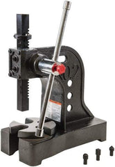 Palmgren - 1-1/4" Ram, 5-15/16" Throat Depth, 2 Ton Manual Arbor Press - 8" Max Work Height x 11-7/8" Max Work Width, Single Leverage, 6-1/2" Base Width x 16" Base Depth - Exact Tool & Supply