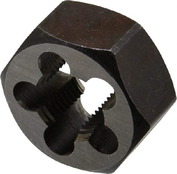 Interstate - 5/8-18 UNF Thread, 1-1/4" Hex, Right Hand Thread, Hex Rethreading Die - Carbon Steel, 5/8" Thick - Exact Tool & Supply
