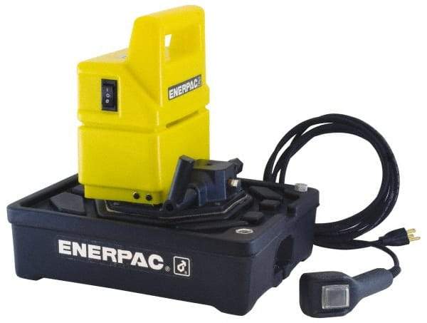 Enerpac - 10,000 psi Electric Hydraulic Pump & Jack - 1 Gal Oil Capacity, 3-Way, 2 Position Valve, Use with Single Acting Cylinders, Advance, Hold & Retract - Exact Tool & Supply