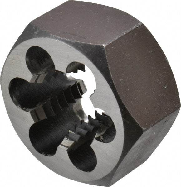 Interstate - 7/8-9 UNC Thread, 1-5/8" Hex, Right Hand Thread, Hex Rethreading Die - Carbon Steel, 7/8" Thick - Exact Tool & Supply