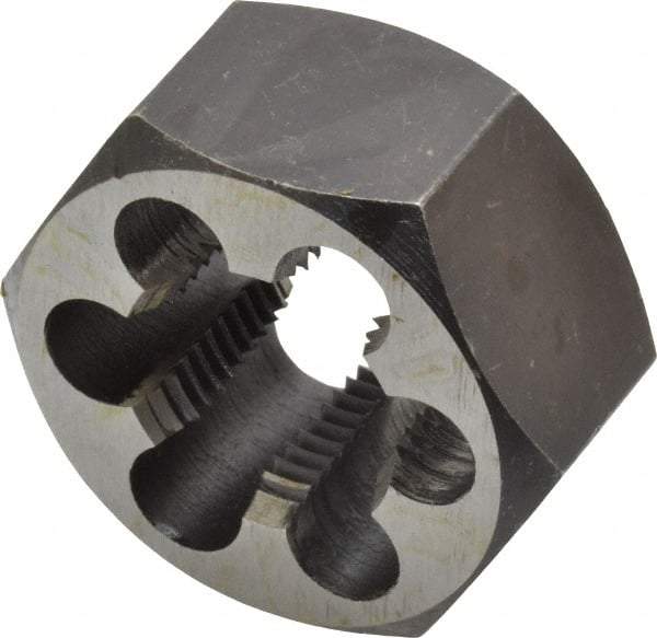 Interstate - 7/8-14 UNF Thread, 1-5/8" Hex, Right Hand Thread, Hex Rethreading Die - Carbon Steel, 7/8" Thick - Exact Tool & Supply
