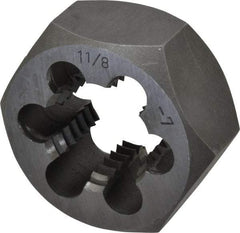 Interstate - 1-1/8 - 7 UNC Thread, 2" Hex, Right Hand Thread, Hex Rethreading Die - Carbon Steel, 1" Thick - Exact Tool & Supply