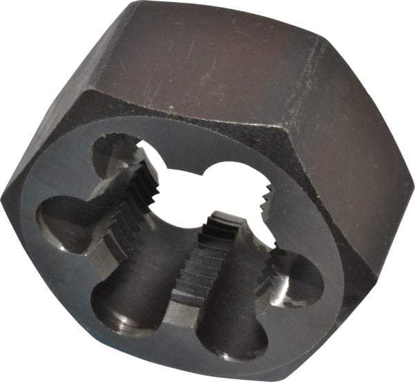 Interstate - 1-1/8 - 12 UNF Thread, 2" Hex, Right Hand Thread, Hex Rethreading Die - Carbon Steel, 1" Thick - Exact Tool & Supply