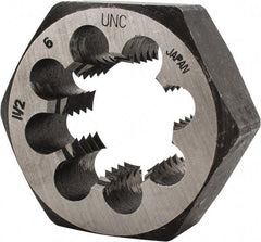 Interstate - 1-1/2 - 6 UNC Thread, 2-9/16" Hex, Right Hand Thread, Hex Rethreading Die - Carbon Steel, 1" Thick - Exact Tool & Supply