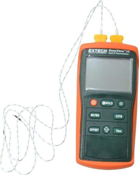 Extech - -200 to 1,999°F EasyView Dual Input Thermometer - Dual Digital Display, K Thermocouple Sensor, Battery Power - Exact Tool & Supply