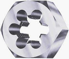Cle-Line - 1-1/4 - 7 UNC Thread, 2-3/16" Hex, Hex Rethreading Die - Carbon Steel, 1" Thick, Series 0650 - Exact Tool & Supply