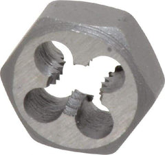 Interstate - 1/4-20 UNC Thread, 19/32" Hex, Right Hand Thread, Hex Rethreading Die - High Speed Steel, 1/4" Thick - Exact Tool & Supply