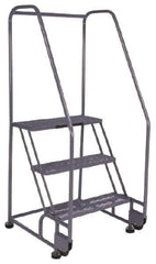 PW Platforms - 3 Step, 60 Inch Overall Height, Grip Strut Tread, Tilt and Roll Safety Ladder - 350 Lb. Load Capacity, 30 Inch Platform Height, 28 Inch Base Width x 30 Inch Base Depth - Exact Tool & Supply