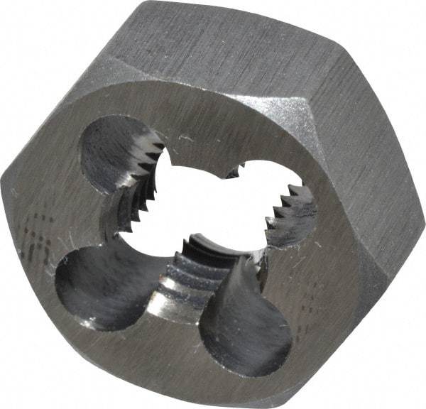 Interstate - 5/16-24 UNF Thread, 11/16" Hex, Right Hand Thread, Hex Rethreading Die - High Speed Steel, 5/16" Thick - Exact Tool & Supply