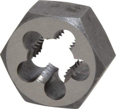 Interstate - 7/16-14 UNC Thread, 7/8" Hex, Right Hand Thread, Hex Rethreading Die - High Speed Steel, 7/16" Thick - Exact Tool & Supply
