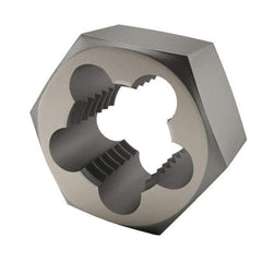 Interstate - 1/2-13 UNC Thread, 1-1/16" Hex, Right Hand Thread, Hex Rethreading Die - High Speed Steel, 1/2" Thick - Exact Tool & Supply