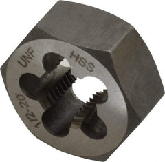Interstate - 1/2-20 UNF Thread, 1-1/16" Hex, Right Hand Thread, Hex Rethreading Die - High Speed Steel, 1/2" Thick - Exact Tool & Supply
