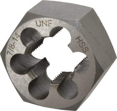 Interstate - 7/8-14 UNF Thread, 1-5/8" Hex, Right Hand Thread, Hex Rethreading Die - High Speed Steel, 7/8" Thick - Exact Tool & Supply