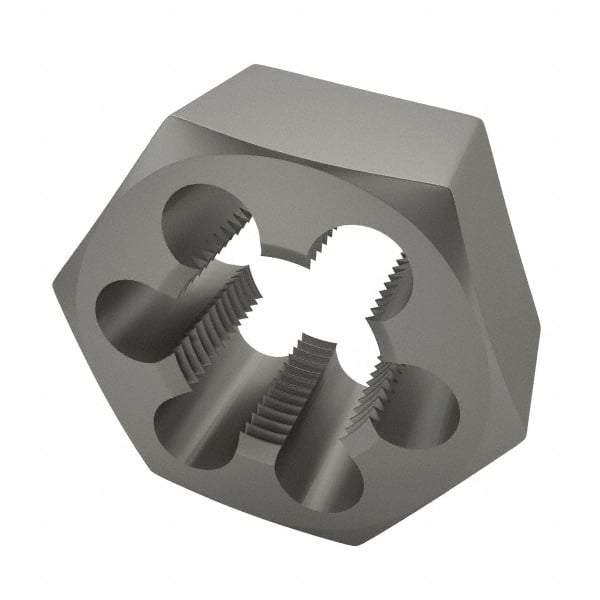 Interstate - 1-1/8 - 12 UNF Thread, 2" Hex, Right Hand Thread, Hex Rethreading Die - High Speed Steel, 1" Thick - Exact Tool & Supply