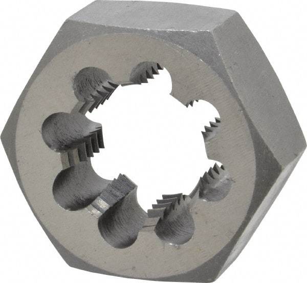 Interstate - 1-1/4 - 7 UNC Thread, 2-3/16" Hex, Right Hand Thread, Hex Rethreading Die - High Speed Steel, 1" Thick - Exact Tool & Supply