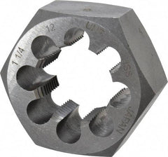 Interstate - 1-1/4 - 12 UNF Thread, 2-3/16" Hex, Right Hand Thread, Hex Rethreading Die - High Speed Steel, 1" Thick - Exact Tool & Supply