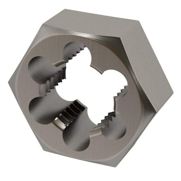 Interstate - 1-3/8 - 6 UNC Thread, 2-3/8" Hex, Right Hand Thread, Hex Rethreading Die - High Speed Steel, 1" Thick - Exact Tool & Supply