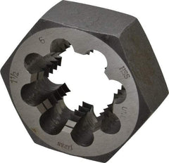 Interstate - 1-1/2 - 6 UNC Thread, 2-9/16" Hex, Right Hand Thread, Hex Rethreading Die - High Speed Steel, 1" Thick - Exact Tool & Supply