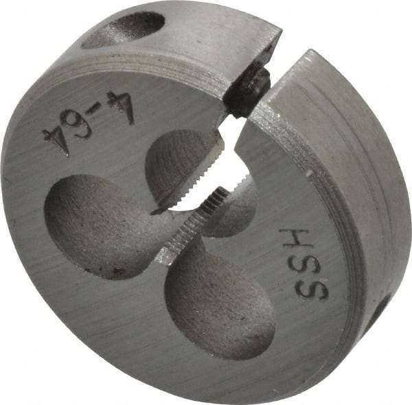 Interstate - #4-64 Thread, 13/16" Outside Diam High Speed Steel Round Die - Right Hand Thread, Adjustable - Exact Tool & Supply