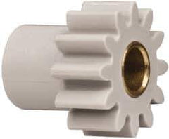 Made in USA - 24 Pitch, 1/2" Pitch Diam, 0.583" OD, 12 Tooth Spur Gear - 1/4" Face Width, 3/16" Bore Diam, 3/8" Hub Diam, 20° Pressure Angle, Acetal - Exact Tool & Supply