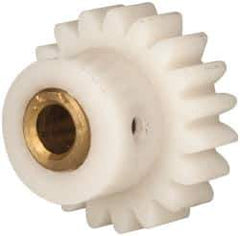 Made in USA - 24 Pitch, 0.791" Pitch Diam, 7/8" OD, 19 Tooth Spur Gear - 1/4" Face Width, 3/16" Bore Diam, 35/64" Hub Diam, 20° Pressure Angle, Acetal - Exact Tool & Supply