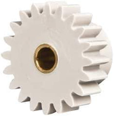 Made in USA - 24 Pitch, 0.833" Pitch Diam, 0.917" OD, 20 Tooth Spur Gear - 1/4" Face Width, 3/16" Bore Diam, 35/64" Hub Diam, 20° Pressure Angle, Acetal - Exact Tool & Supply