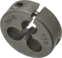 Interstate - #8-56 Thread, 13/16" Outside Diam High Speed Steel Round Die - Right Hand Thread, Adjustable - Exact Tool & Supply