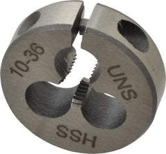 Interstate - #10-36 UNS Thread, 13/16" Outside Diam High Speed Steel Round Die - Right Hand Thread, Adjustable - Exact Tool & Supply