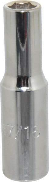 Proto - 7/16", 1/2" Drive, Deep Hand Socket - 6 Points, 3-1/4" OAL, Chrome Finish - Exact Tool & Supply