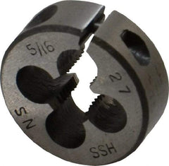 Interstate - 5/16-27 UNS Thread, 1" Outside Diam High Speed Steel Round Die - Right Hand Thread, Adjustable - Exact Tool & Supply