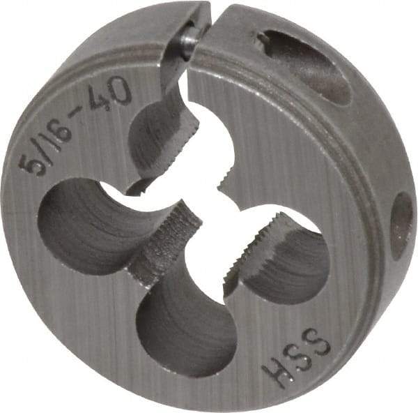 Interstate - 5/16-40 UNS Thread, 1" Outside Diam High Speed Steel Round Die - Right Hand Thread, Adjustable - Exact Tool & Supply