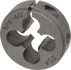 Interstate - 5/16-40 UNS Thread, 1" Outside Diam High Speed Steel Round Die - Right Hand Thread, Adjustable - Exact Tool & Supply
