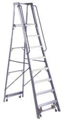 Louisville - 120" 10 Step Ladder - Rolling Platform Ladder, 300 Lb Capacity, 10" Platform Height, 33-1/4" Base Width x 76-3/4" Base Depth - Exact Tool & Supply