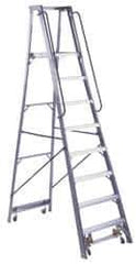 Louisville - 120" 10 Step Ladder - Rolling Platform Ladder, 300 Lb Capacity, 10" Platform Height, 33-1/4" Base Width x 76-3/4" Base Depth - Exact Tool & Supply