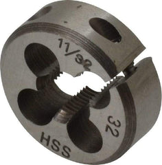 Interstate - 11/32-32 UNS Thread, 1" Outside Diam High Speed Steel Round Die - Right Hand Thread, Adjustable - Exact Tool & Supply