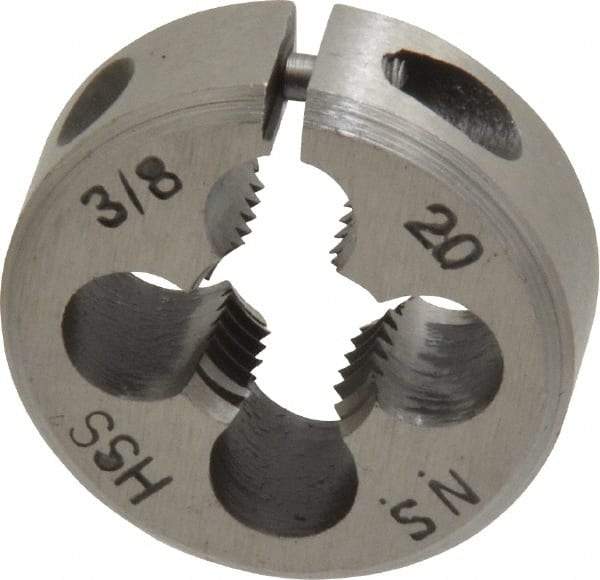 Interstate - 3/8-20 UNS Thread, 1" Outside Diam High Speed Steel Round Die - Right Hand Thread, Adjustable - Exact Tool & Supply
