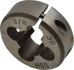 Interstate - 3/8-36 UNS Thread, 1" Outside Diam High Speed Steel Round Die - Right Hand Thread, Adjustable - Exact Tool & Supply