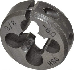 Interstate - 3/8-80 Thread, 1" Outside Diam High Speed Steel Round Die - Right Hand Thread, Adjustable - Exact Tool & Supply