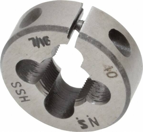 Interstate - 7/16-40 UNS Thread, 1" Outside Diam High Speed Steel Round Die - Right Hand Thread, Adjustable - Exact Tool & Supply