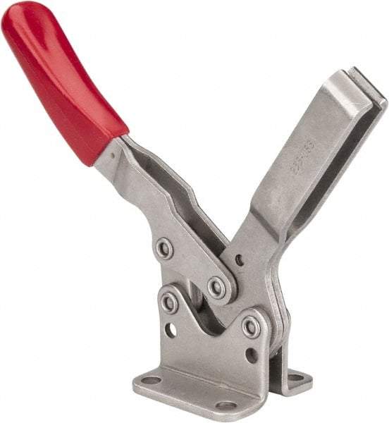 De-Sta-Co - 850 Lb Holding Capacity, Horizontal Handle, Manual Hold Down Toggle Clamp - 70° Handle Movement, 92° Bar Opening, U-Bar, Flanged Base, Electro-Plated Zinc, Stainless Steel - Exact Tool & Supply