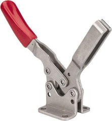 De-Sta-Co - 850 Lb Holding Capacity, Horizontal Handle, Manual Hold Down Toggle Clamp - 70° Handle Movement, 92° Bar Opening, U-Bar, Flanged Base, Electro-Plated Zinc, Stainless Steel - Exact Tool & Supply