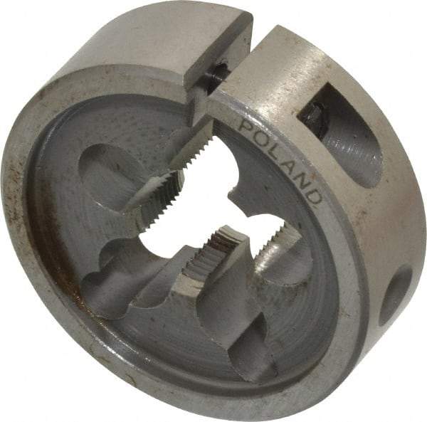 Interstate - 1/2-32 UNS Thread, 1-1/2" Outside Diam High Speed Steel Round Die - Right Hand Thread, Adjustable - Exact Tool & Supply